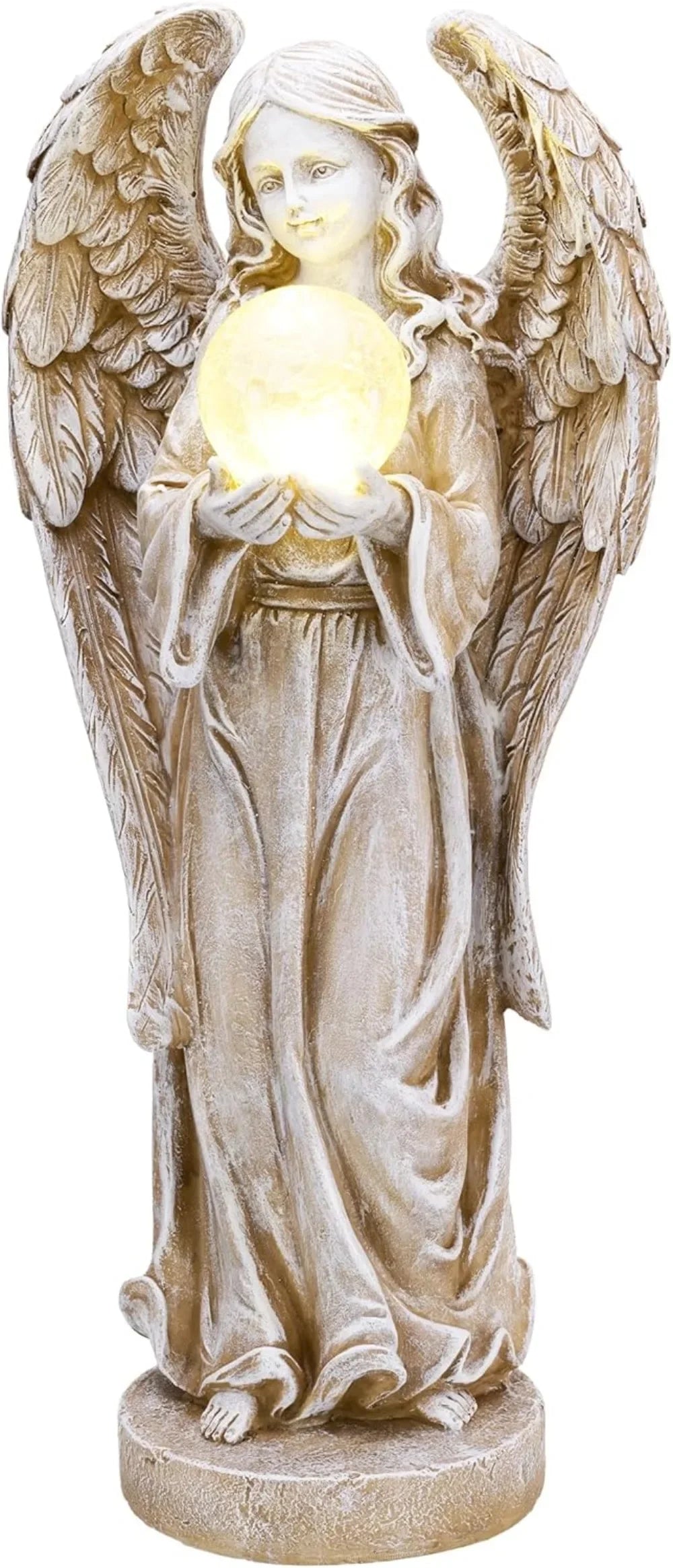 Large Angel Garden Statues with Solar Outdoor Light,  Wing Yard Decor Lawn Ornament Gifts for Mom Christmas 22.8"
