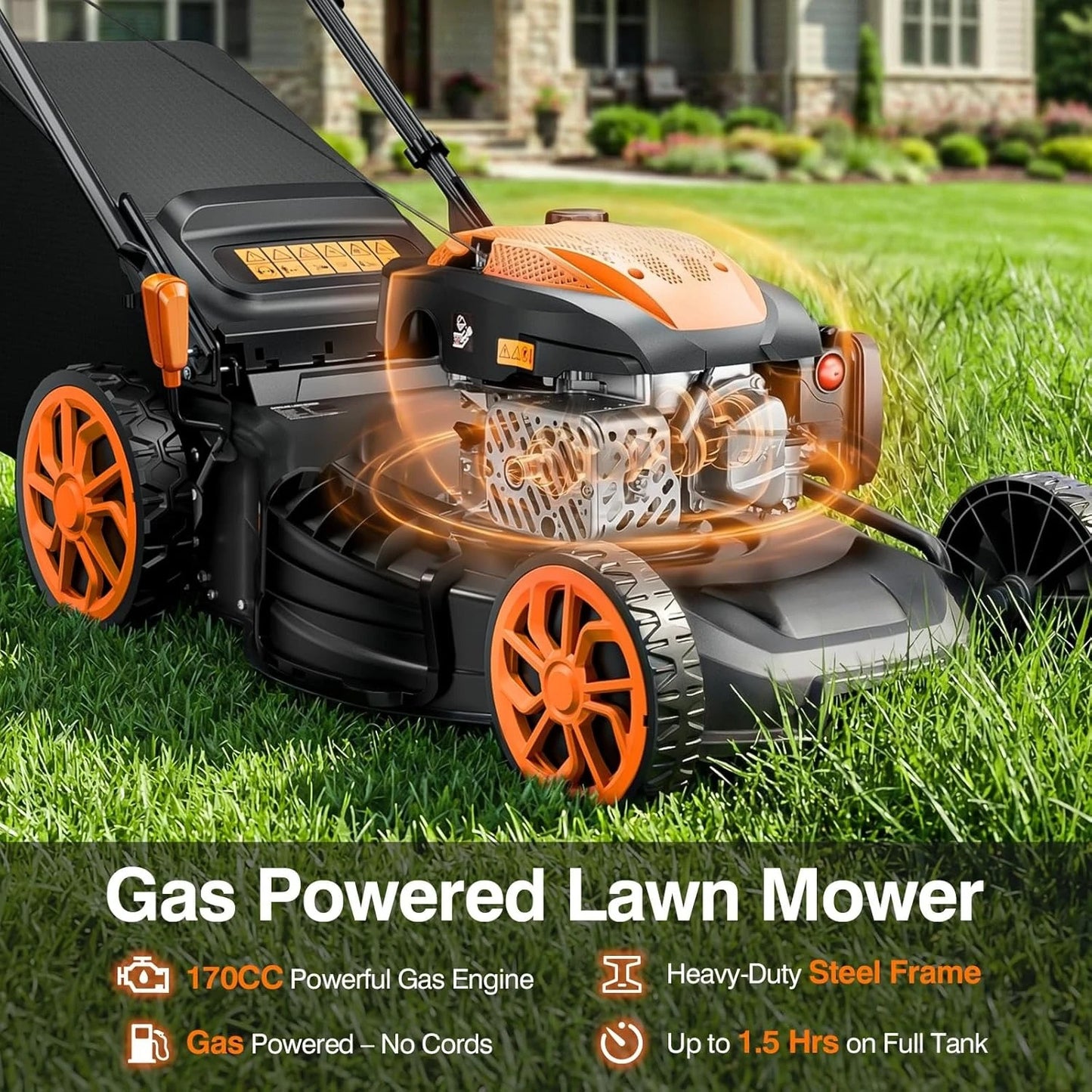 21 Inch Self Propelled Gas Lawn Mower 170cc 4 In 1 Mulch Rear Bag Side Discharge