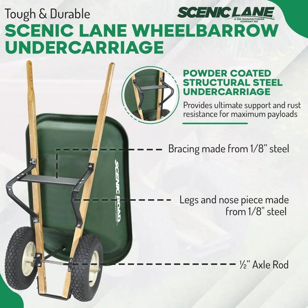 Scenic Lane Wheelbarrow 6 Cu Ft HDPE Tray Knobby Tire