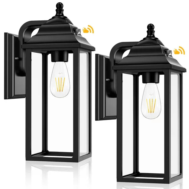 Outdoor Wall Sconce Lights Fixture - 2 Sets Black Porch Lanterns for Exterior House Garage Patio Decor
