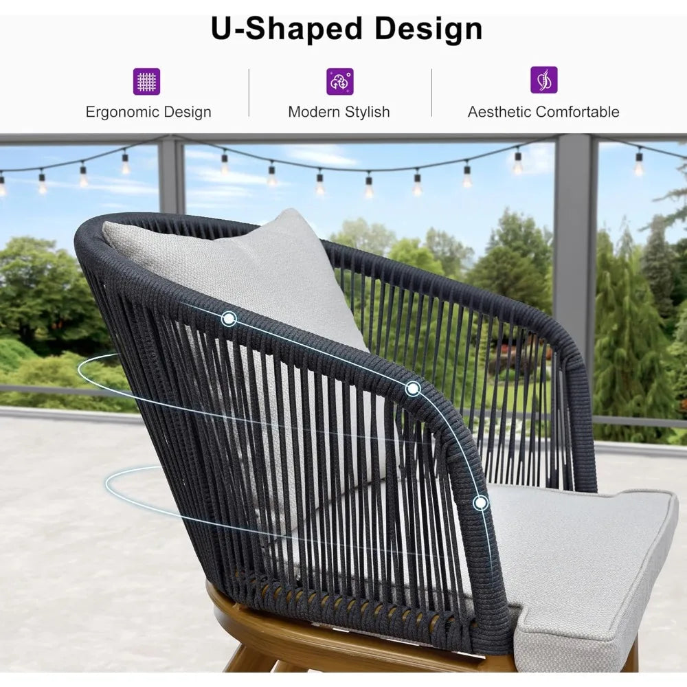 11 Pieces Patio Dining Set Wicker Outdoor Furniture Rectangular Table and Chairs Set for Garden Deck Teak-Finish Aluminum Frame