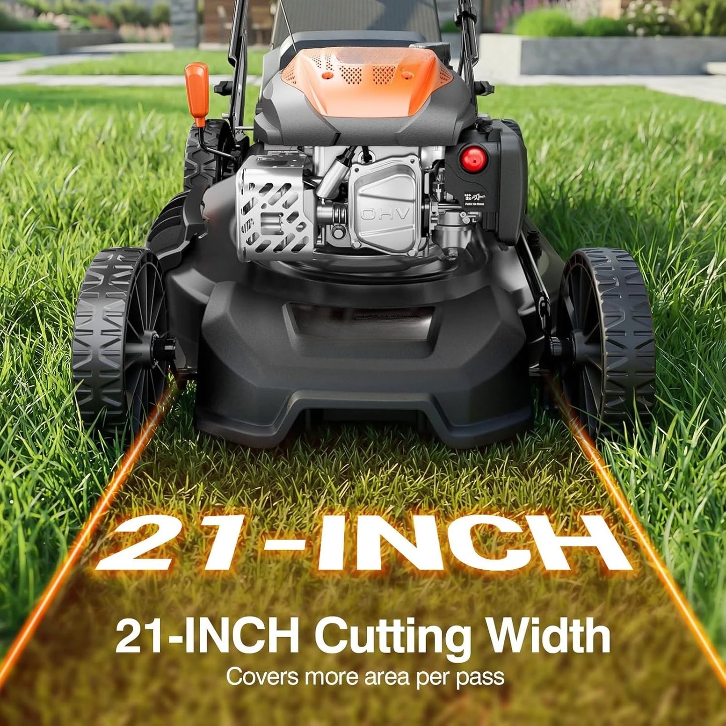 21 Inch Self Propelled Gas Lawn Mower 170cc 4 In 1 Mulch Rear Bag Side Discharge