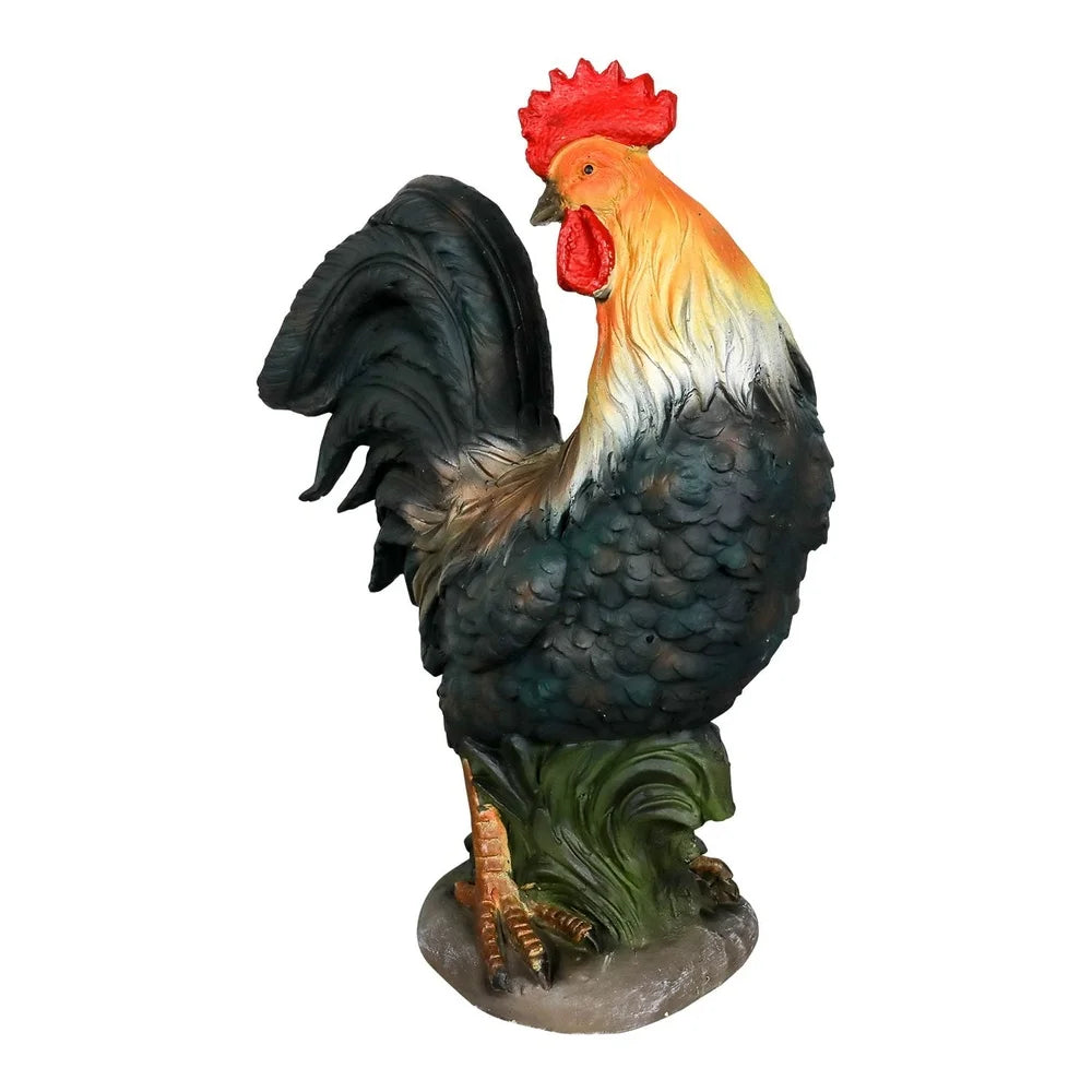 Concrete Rooster Statue Yard Chicken Decor Sculpture Patio Backyard Garden Durable GFRC 22.8 Inch Outdoor Decoration