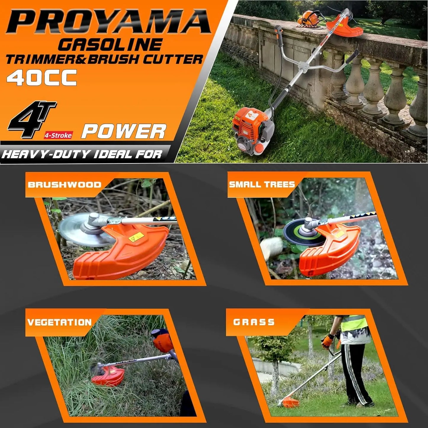 Proyama 40cc Gas Powered Brush Cutter 3 in 1 Trimmer