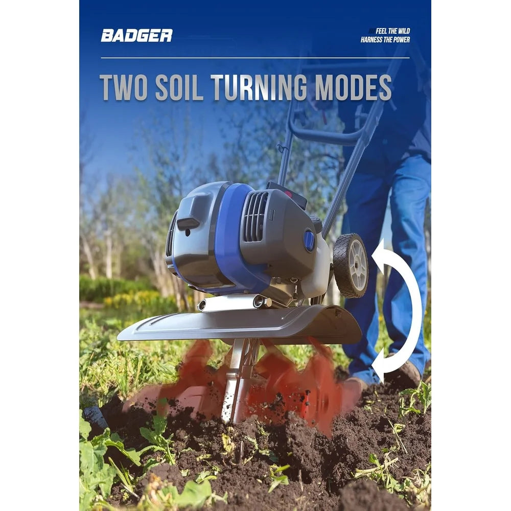 53cc Gas Powered Garden Tiller With Adjustable Depth Handle
