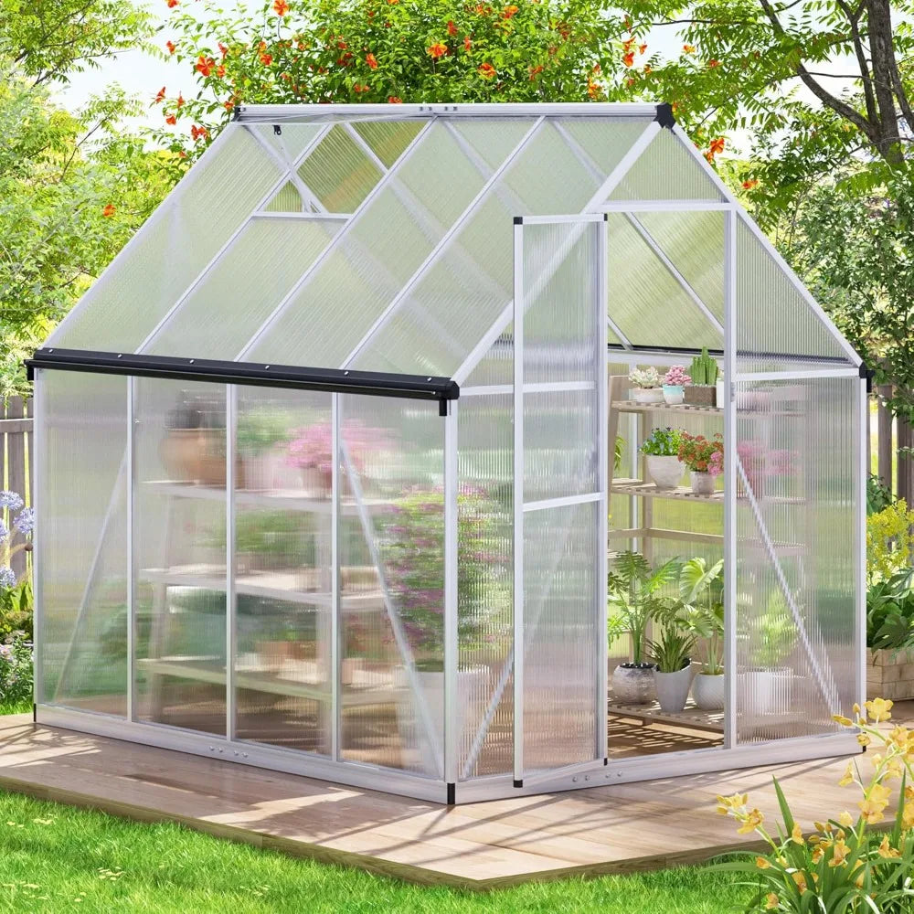 6x8 Ft Outdoor Greenhouse Polycarbonate Walk In Aluminum