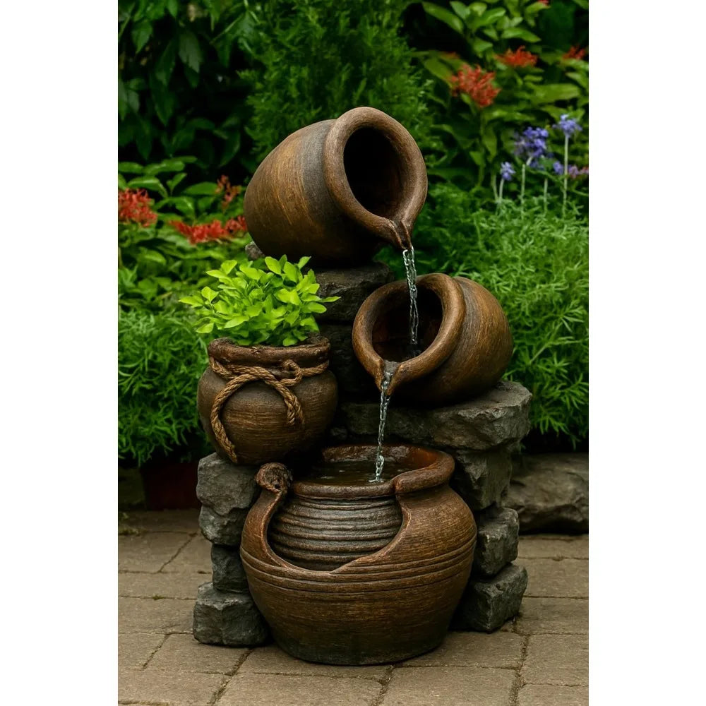Jeco FCL055 Outdoor Multi Tiered Water Fountain Multicolor
