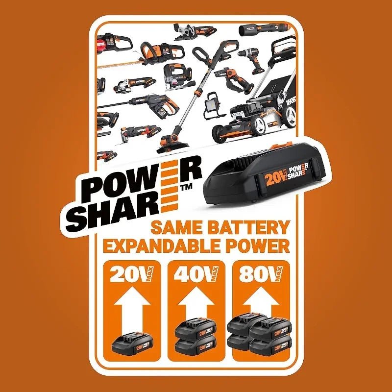 Worx 40V 17 Inch Cordless Lawn Mower Two Batteries Included