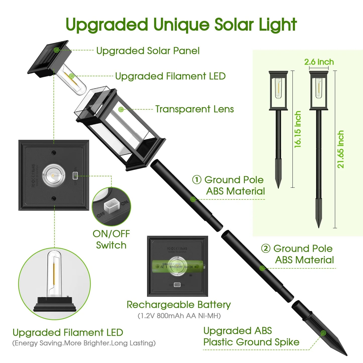 Solar Path Lights 12 Pack Warm White 2700K Garden Walkway