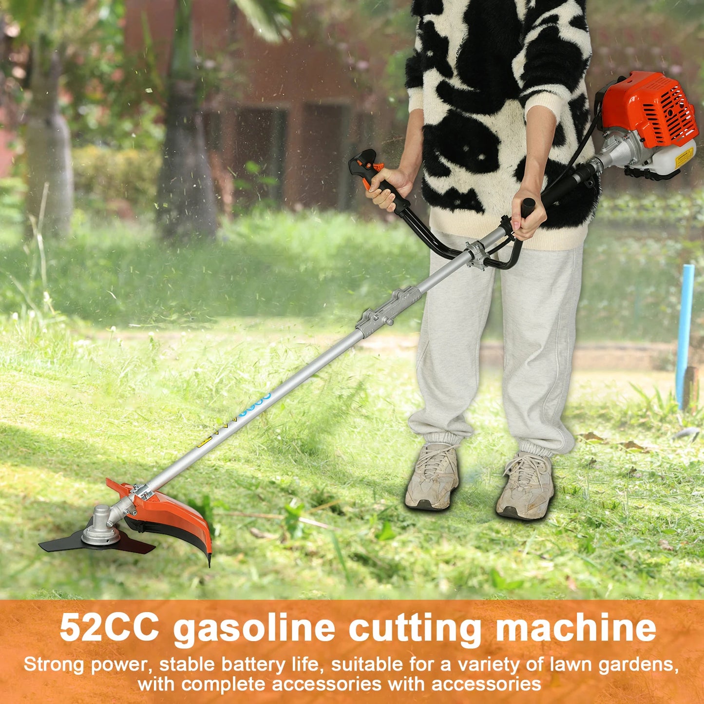 Gas Powered 52cc String Trimmer Hedge Cutter 2 In 1