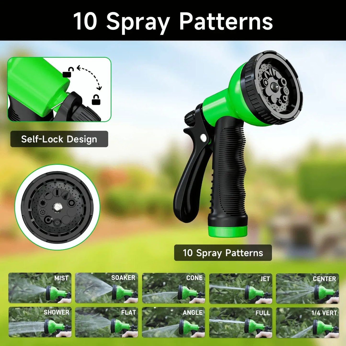 GardenJoy 50-100FT Expandable Garden Hose with Holder and 10 Spray Nozzle Flexible Water Hose for Home Garden Watering