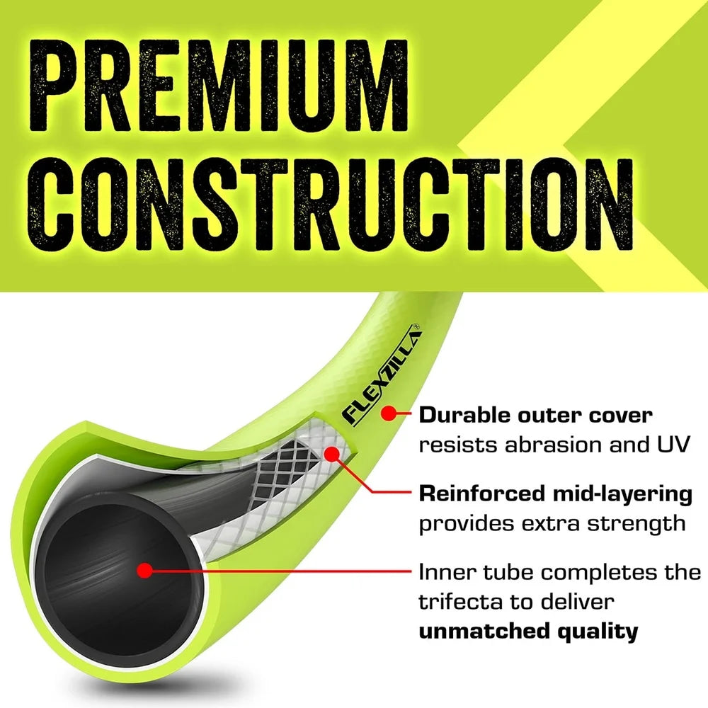 Premium Garden Hose 5/8 Inch x 75 Feet Lightweight Durable Hybrid Polymer Zero Memory UV Resistant Leak Free O Ring Aircraft Aluminum