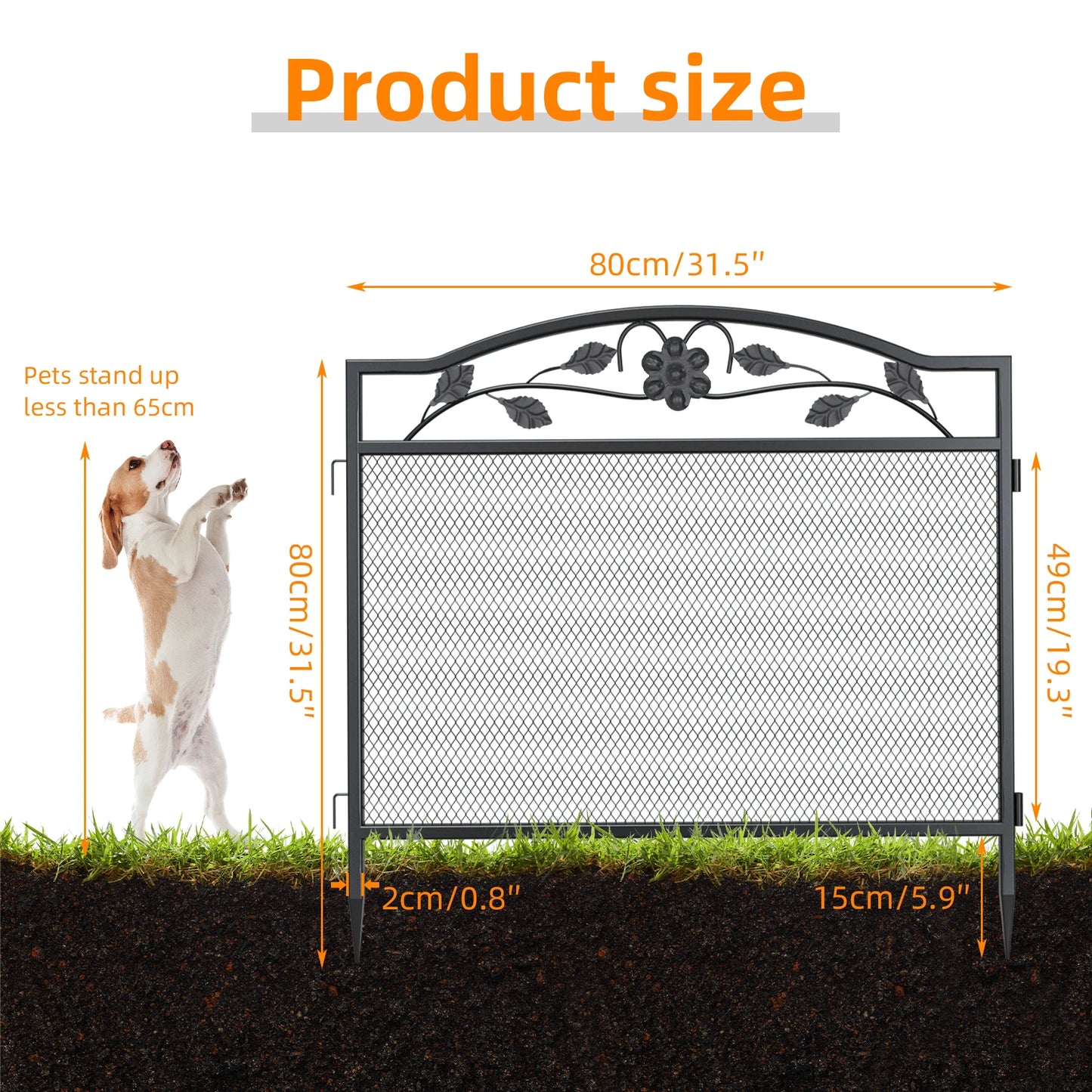 5 Panel Garden Fence Black Metal Dog Barrier Outdoor