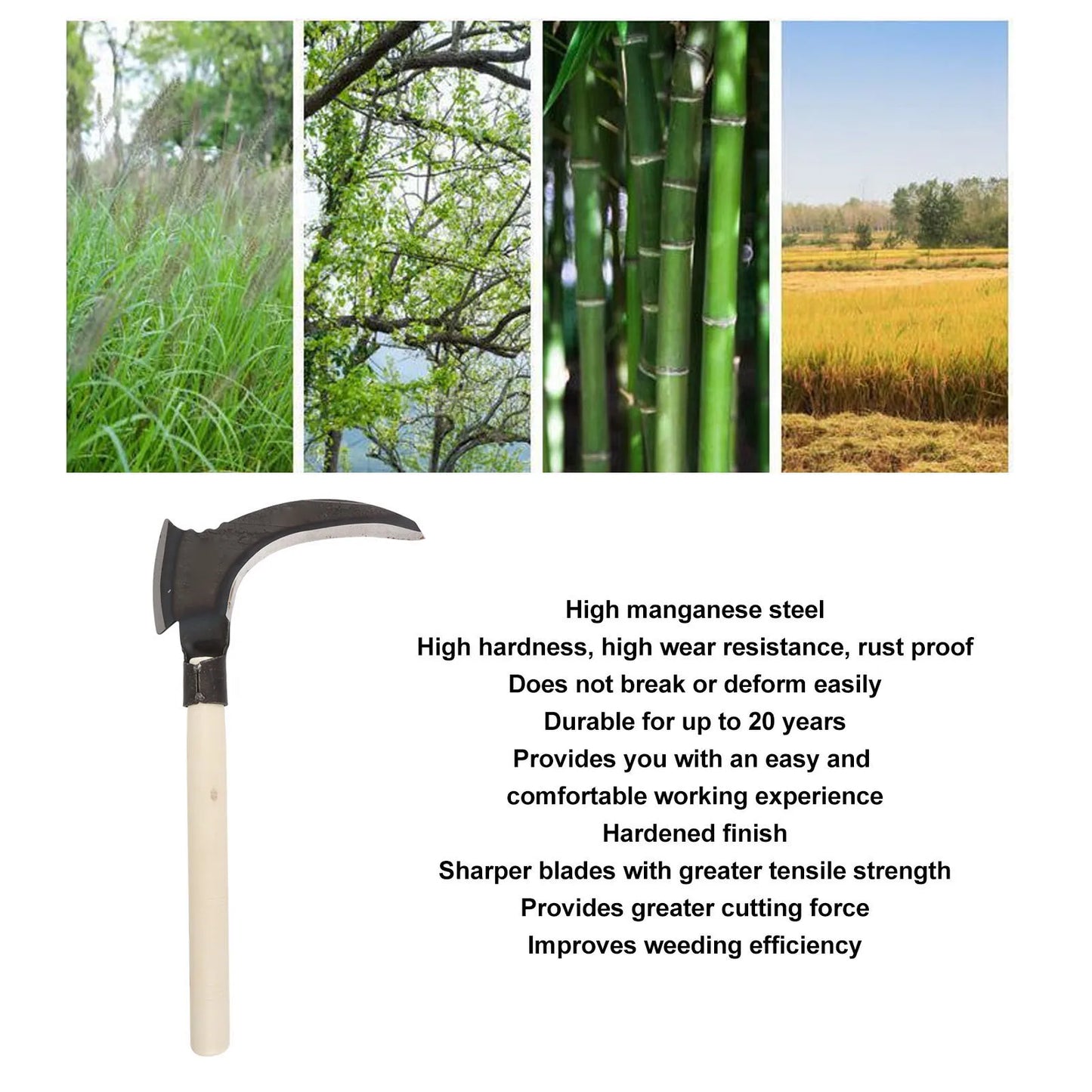 High Manganese Steel Double Scythe Multifunctional Mowing Tool for Gardening and Tree Cutting