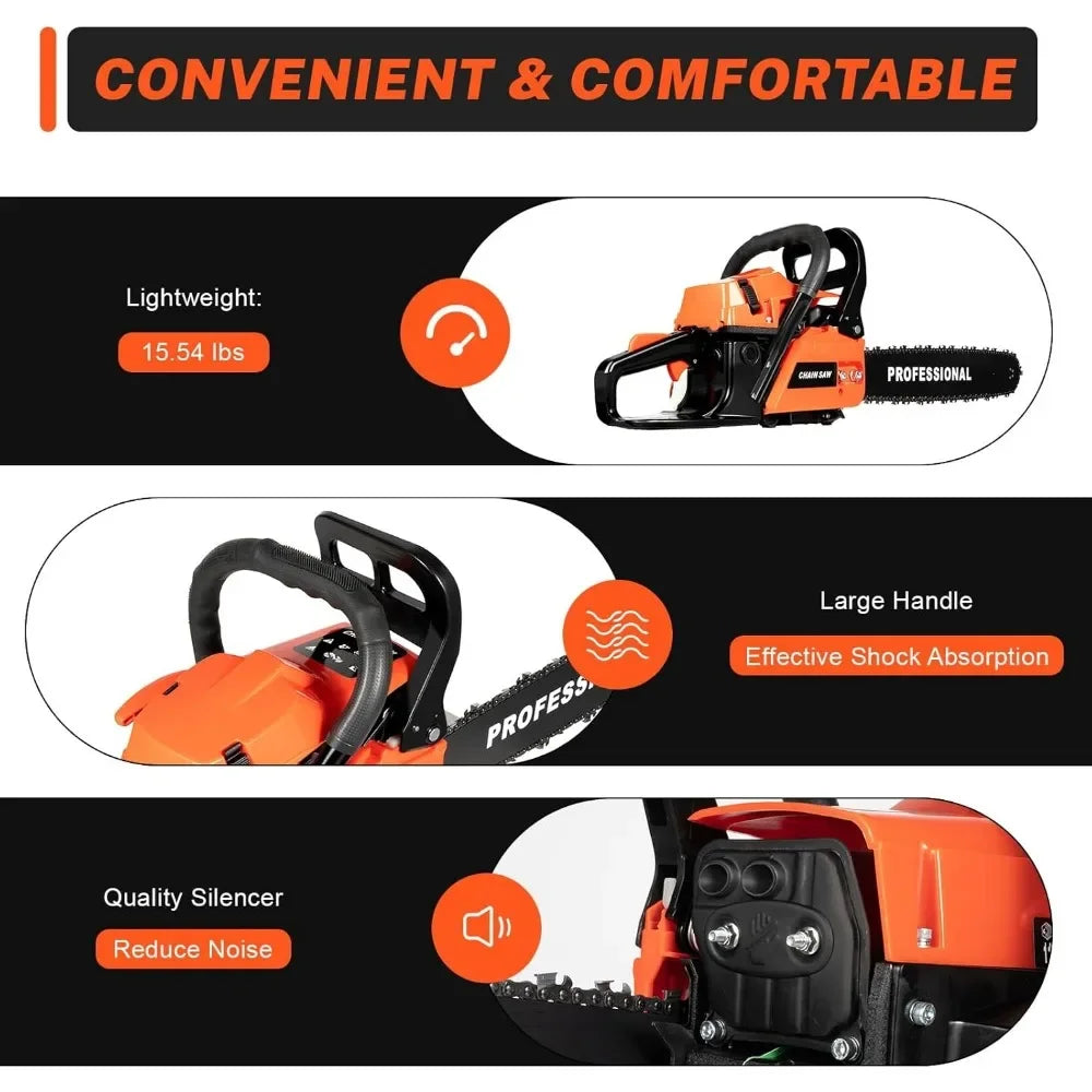 Gas Powered Chainsaw 58cc 20 Inch Wood Cutting Tree Trimming
