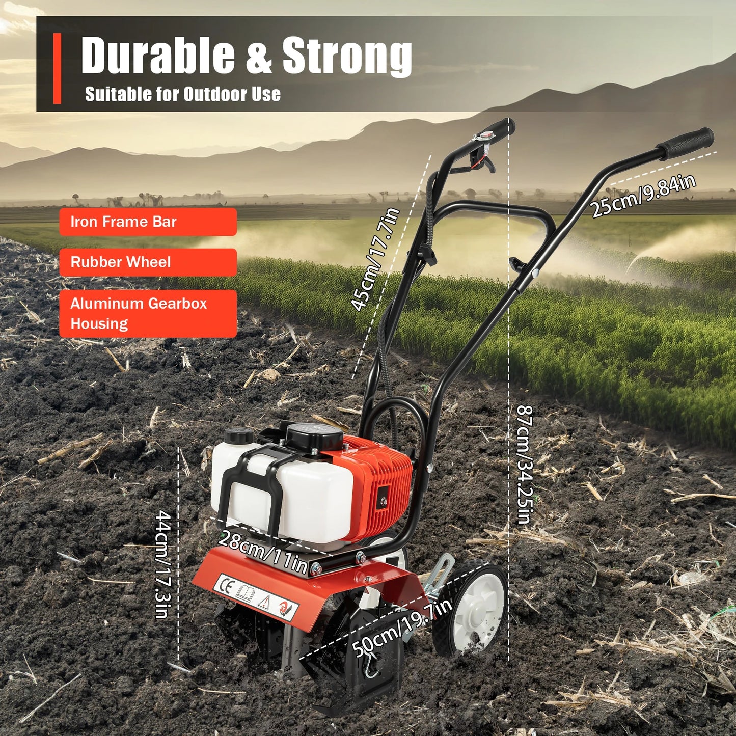 52cc Gasoline Tiller Cultivator 2 Stroke Mini Rotovator