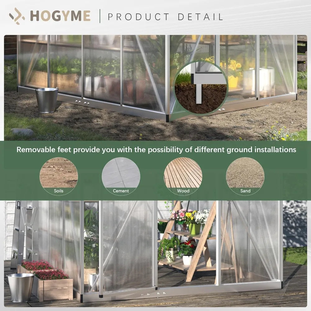6x8 Ft Outdoor Greenhouse Polycarbonate Walk In Aluminum