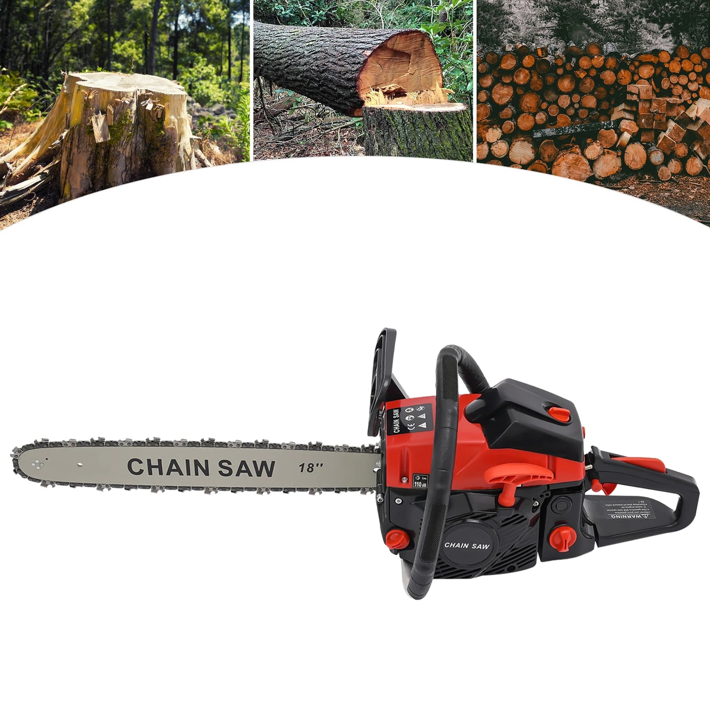 18 Inch 58cc Gasoline Chainsaw Handheld 2 Stroke For Logging Forests