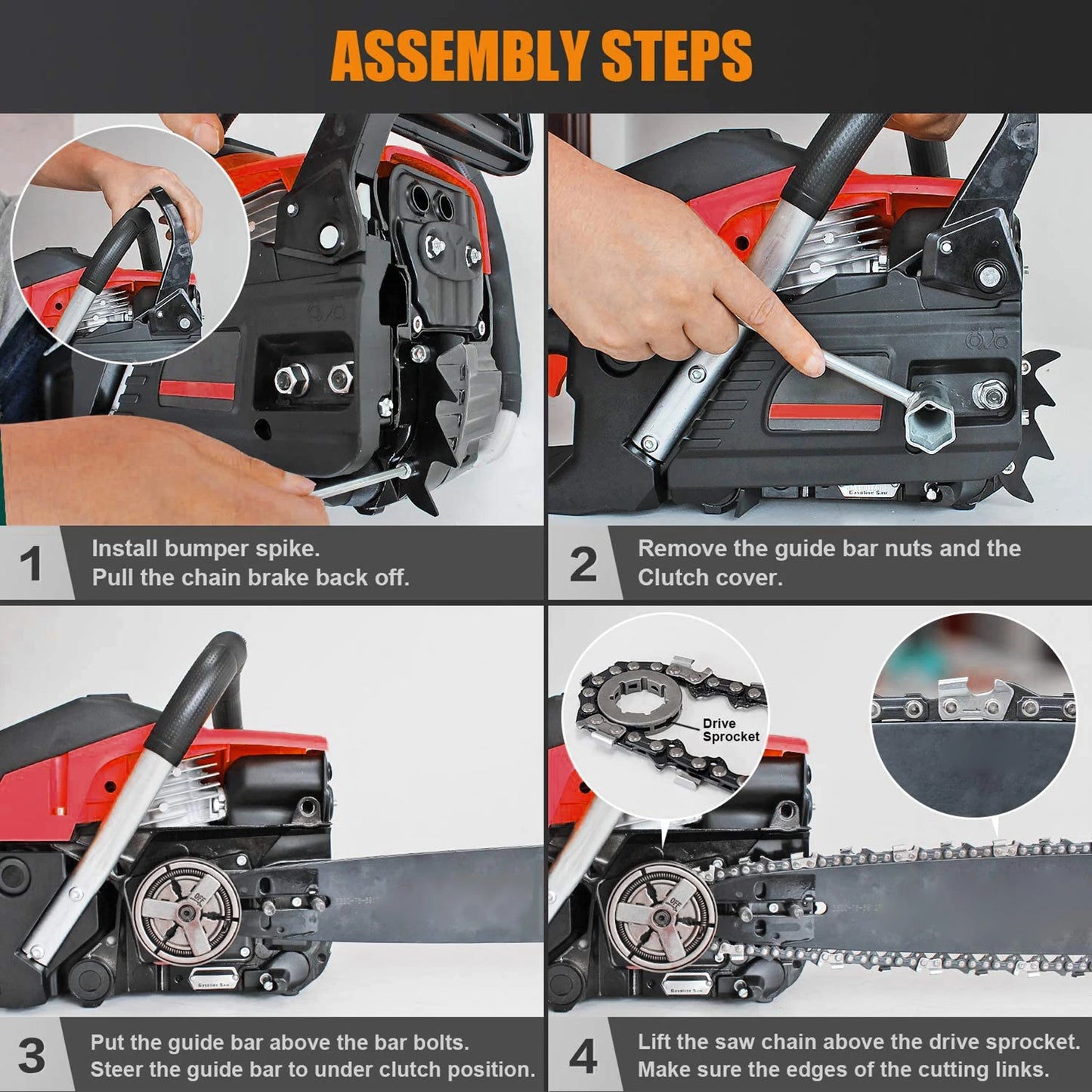 58Cc Gas Chainsaw High Power Wood Cutting With 20 Inch Bar