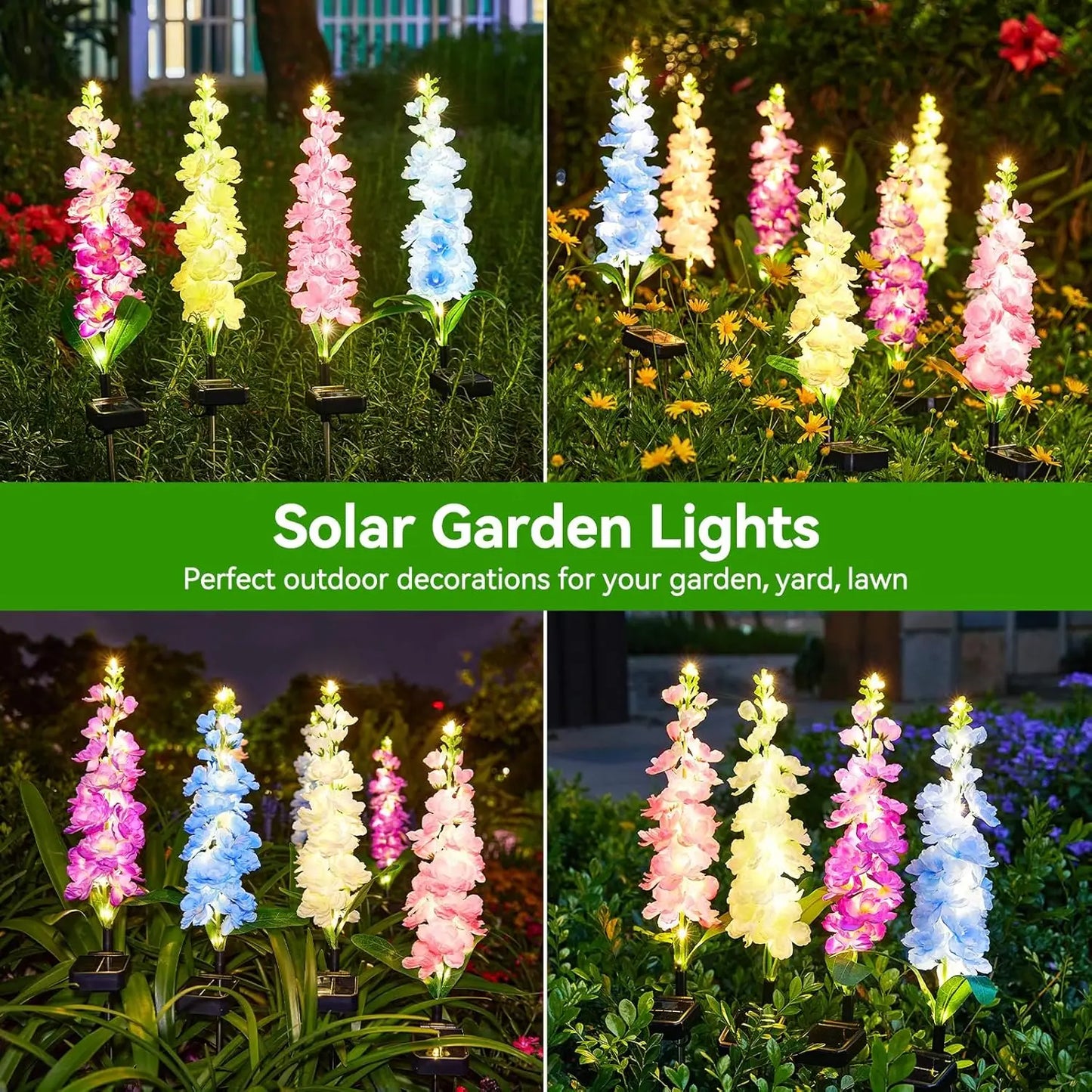 4 Pack Upgraded Solar Garden Lights with 36 LEDs Outdoor Solar Flowers Lights for Yard Patio