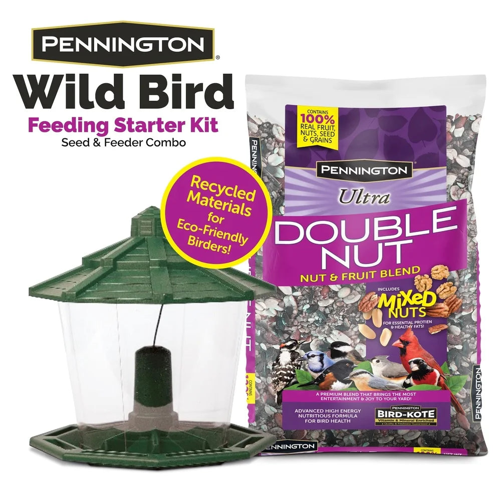 Eco-Friendly 7lb Capacity Wild Bird Feeder and Fruit Nut Blend Feed Starter Kit Durable Design Outdoor Bird Feeding Station