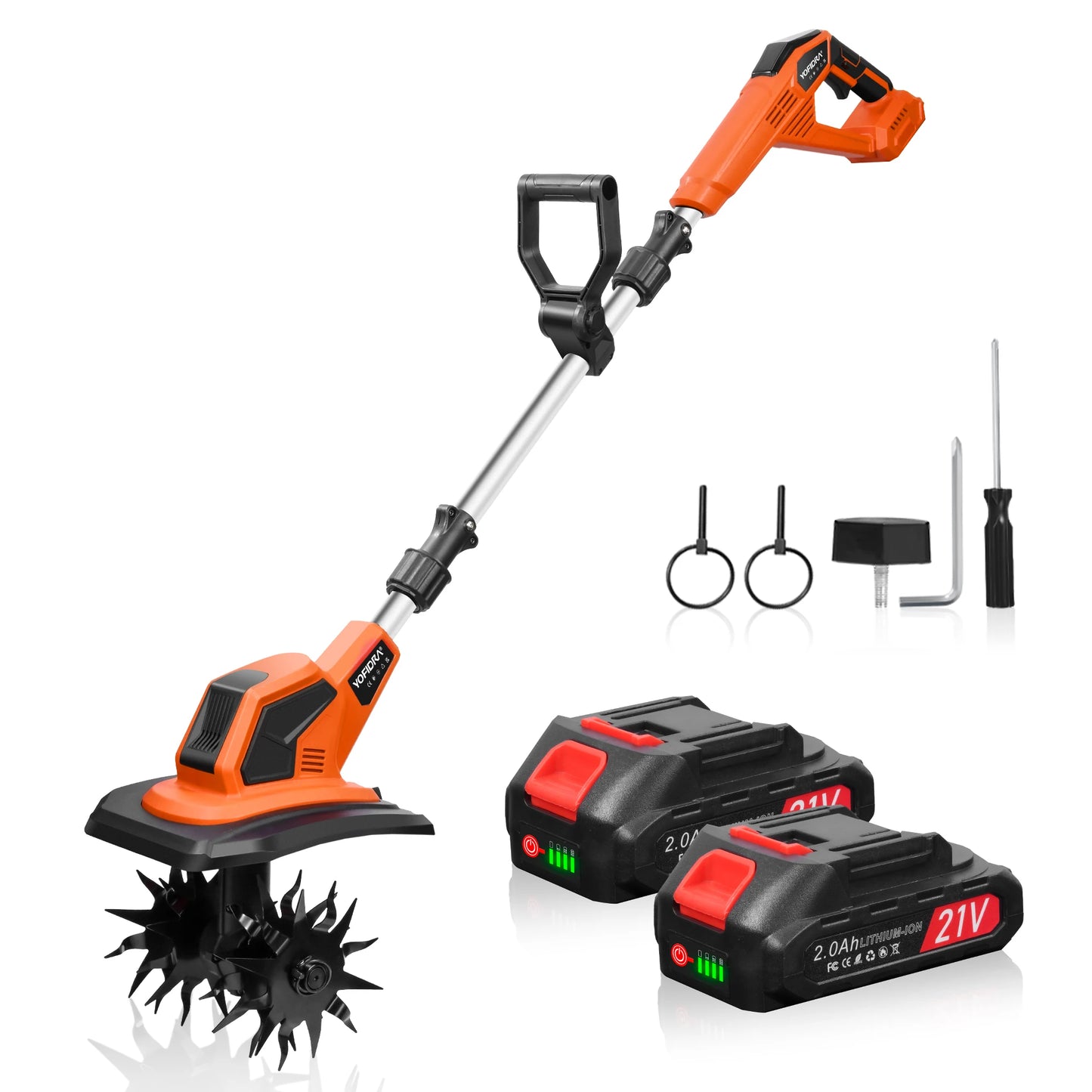 YOFIDRA Cordless Rotary Tiller Cultivator Garden Tool 21V