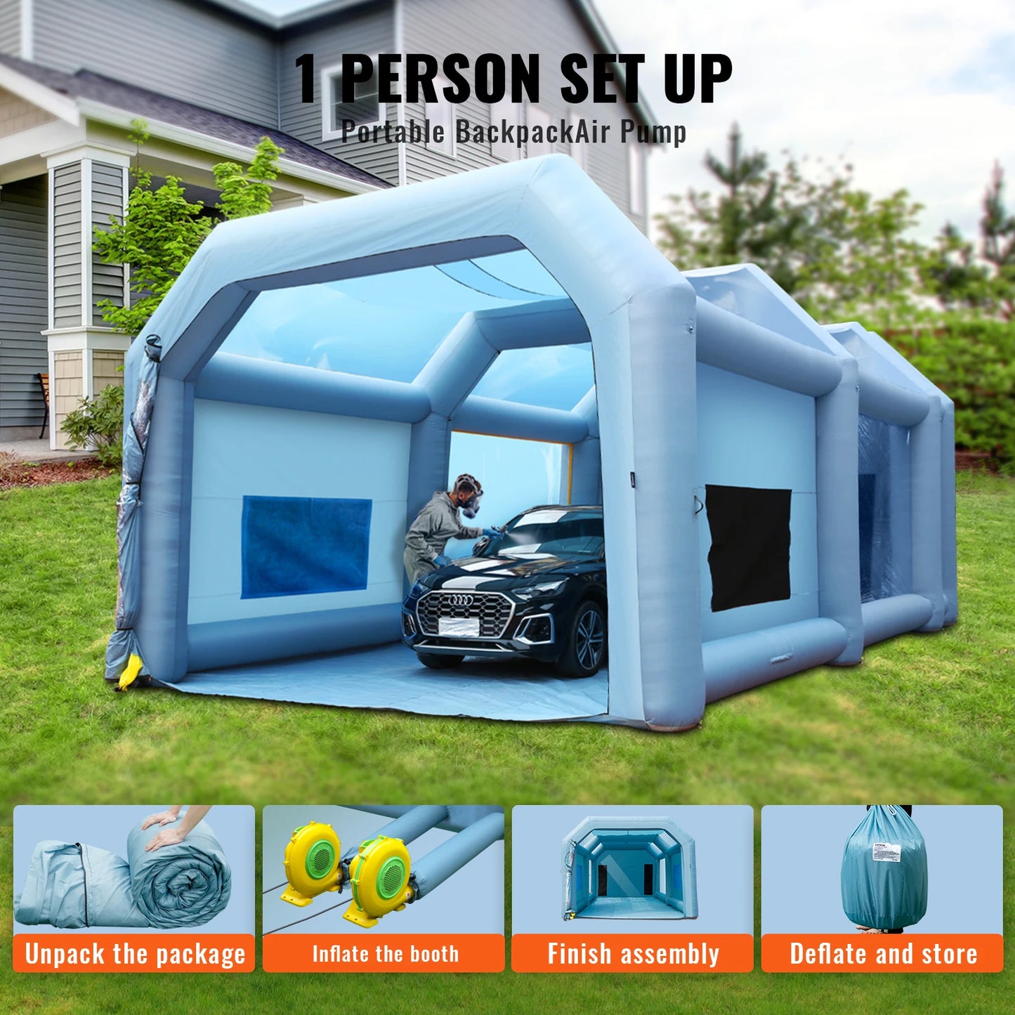 Inflatable Paint Booth With Blowers And Filter System