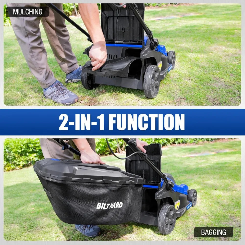 40V 17" Brushless Cordless Lawn Mower, 2-in-1 Electric Lawn Mower, Push Lawnmower with 6-Position Height Adjustment, 2 x 4.0Ah