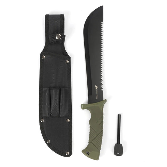 10 Inch Machete With Saw Teeth And Fire Starter Outdoor