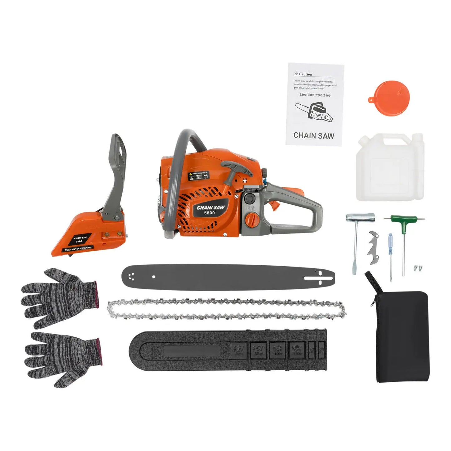 20 Inch 58cc Gas Chainsaw 2 Stroke Single Cylinder 2.4KW
